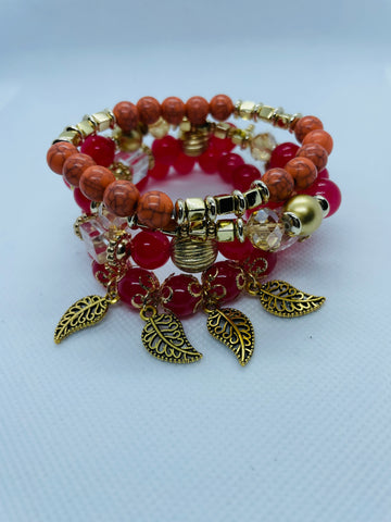 Boho Beaded Bracelet(red)