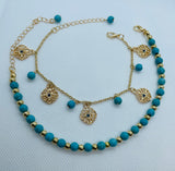 Double Blue Charm Anklet