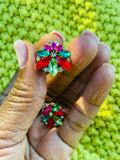 Multicolored Flower Stud